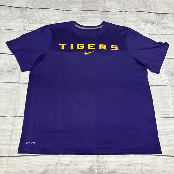 Nike Dri Fit LSU Tigers Mens Size Large T-Shirt Gym Trainer Active - Picture 1 of 8